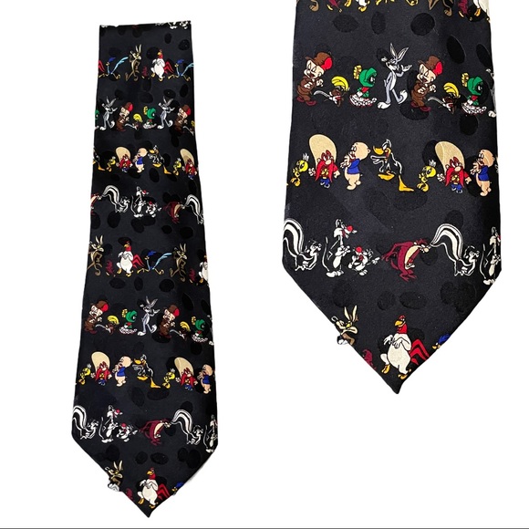 Silk tie Warner Brothers necktie Looney Tunes “Novelty” Vintage tie 90’s - Picture 4 of 4